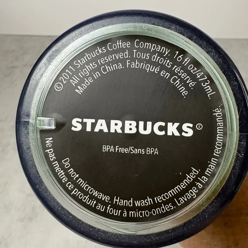 Starbucks 2011 Neon Green Geometric Mosaic Acrylic Travel Tumbler Mug 16oz